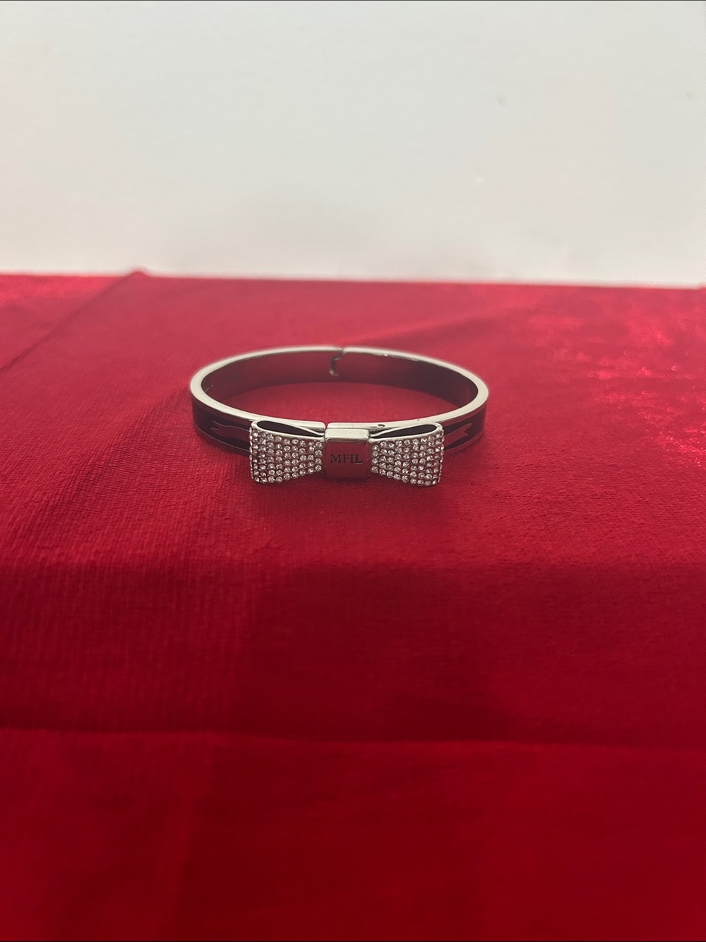 Crystal Bow Silver-Tone Bracelet with Pavé Accent